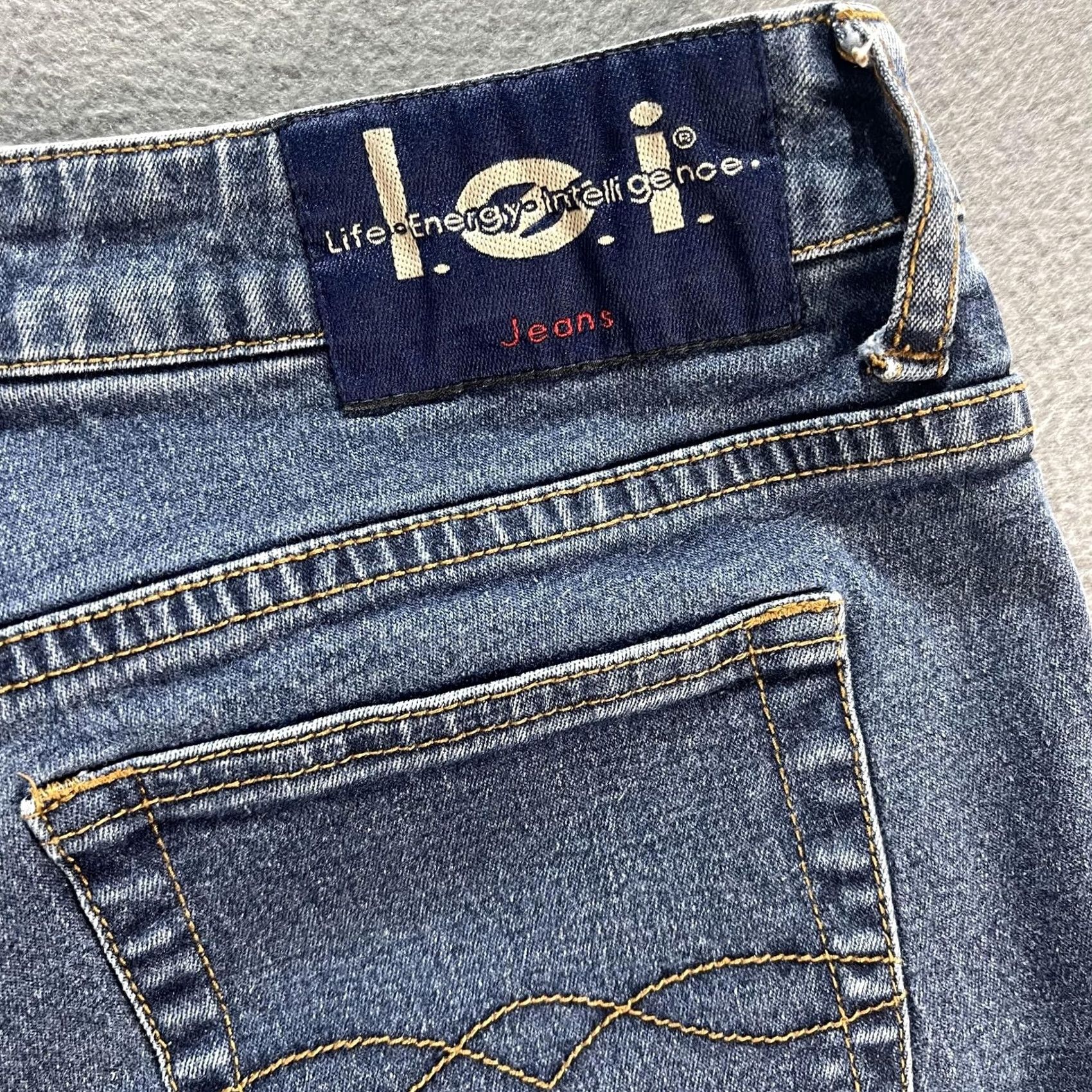 Vintage LEI Jeans Womens 13 Blue Bootcut Flare Stretch Denim High Rise Frayed Hem Pants Size 34" / US 12 / IT 48 - 6 Thumbnail