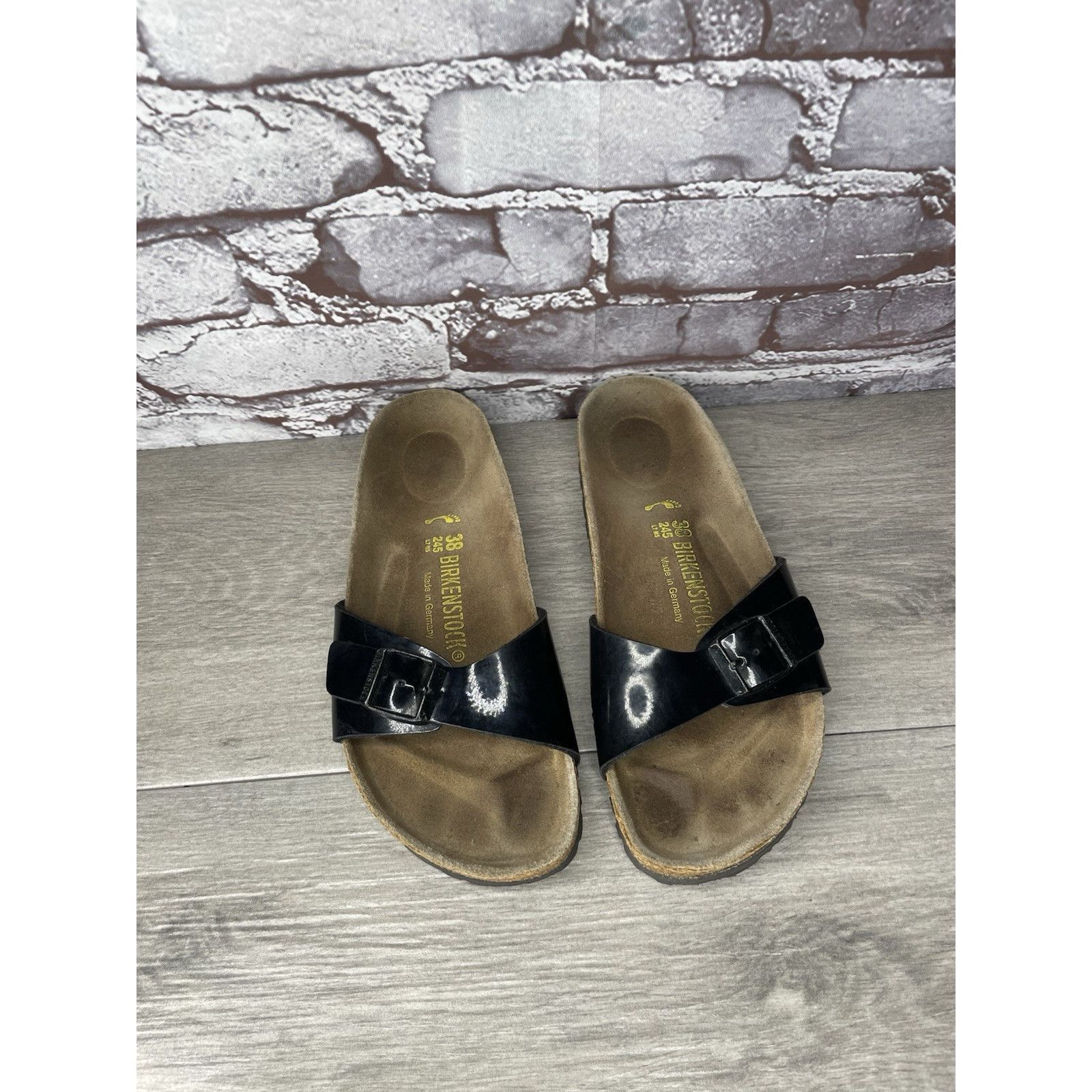Birkenstock Birkenstock Madrid Black Patent Leather Cork Slide Sandals W Size US 7.5 / IT 37.5 - 4 Thumbnail