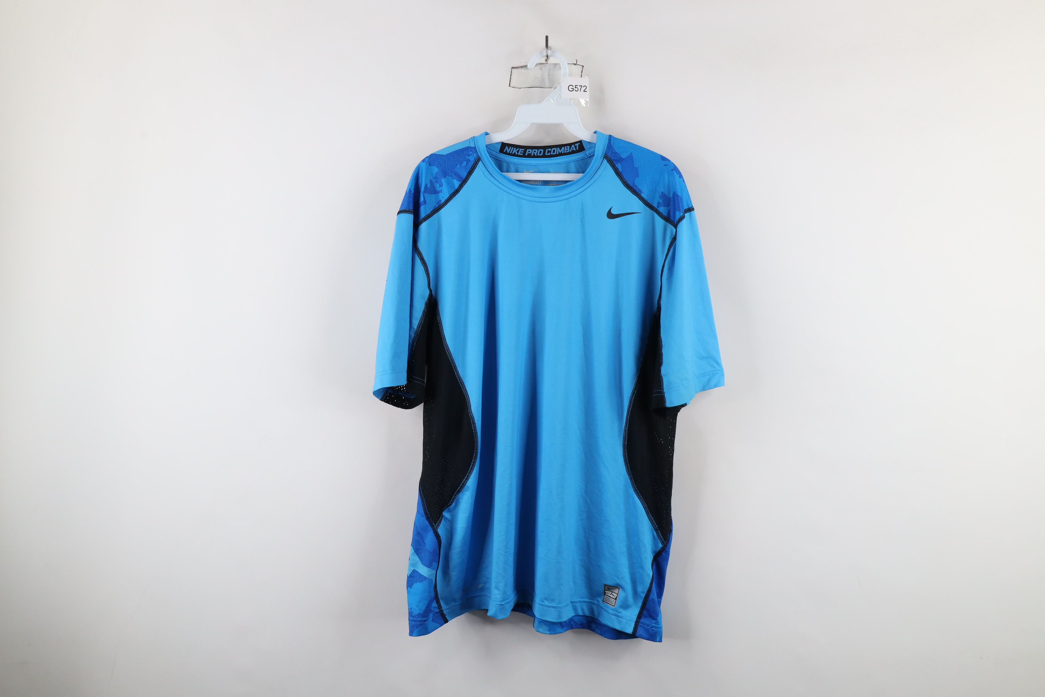 Nike Pro Combat Fitted Camouflage Training T-Shirt Blue