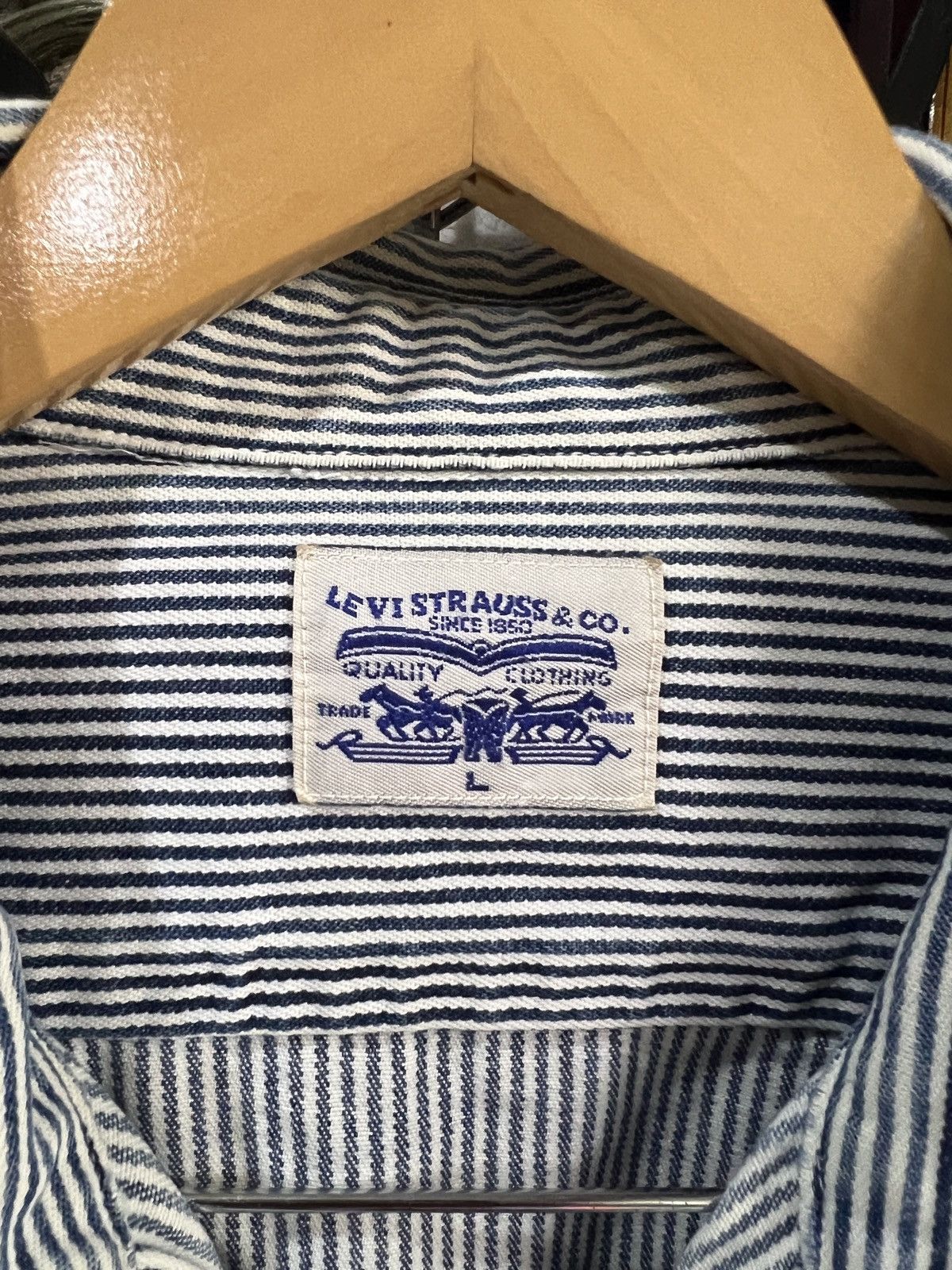 Levi's 🔥Vintage Levis Hickory Stripes Overshirt Size US M / EU 48-50 / 2 - 10 Thumbnail