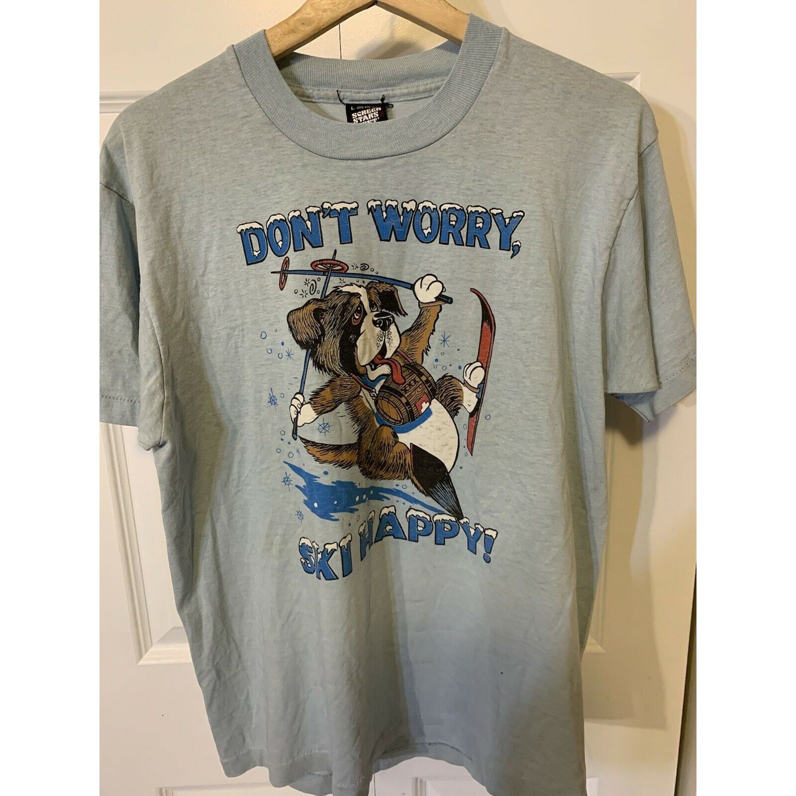 Other Vtg 80s Don’t Worry Ski Happy Dog St Bernard Men’s Sz L Blue Size US L / EU 52-54 / 3 - 5 Thumbnail