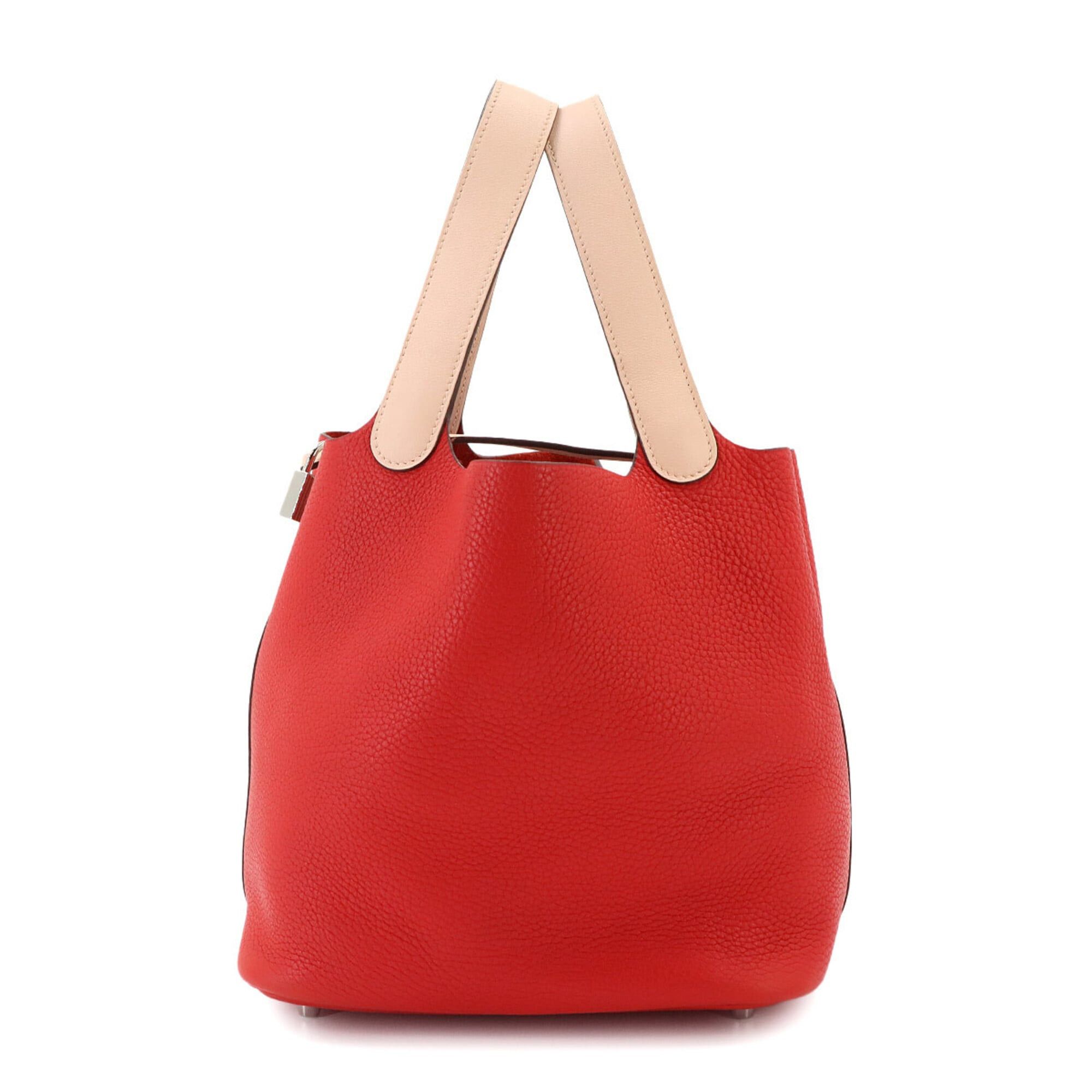 Hermes Piko Hermes Picotin Lock Touch 22 MM Handbag, Taurillon Clemence Swift Leather, Rouge Tomato/Rose Eglantine, X Stamp. Size ONE SIZE - 1 Thumbnail