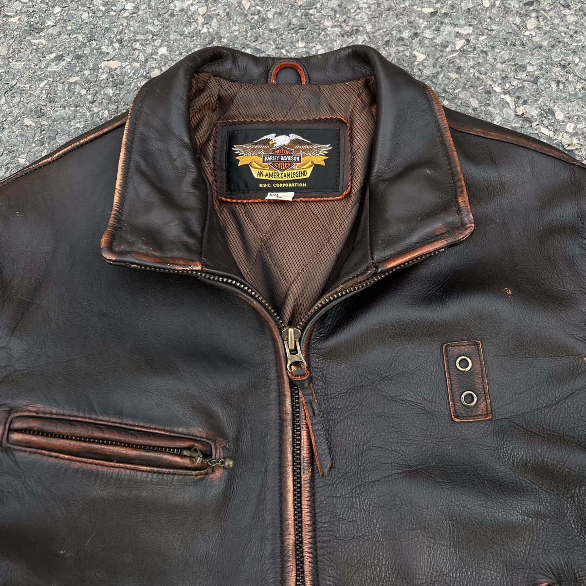 Harley Davidson × Vintage Harley-Davidson Signature Flame Leather Jacket Size US L / EU 52-54 / 3 - 7 Thumbnail