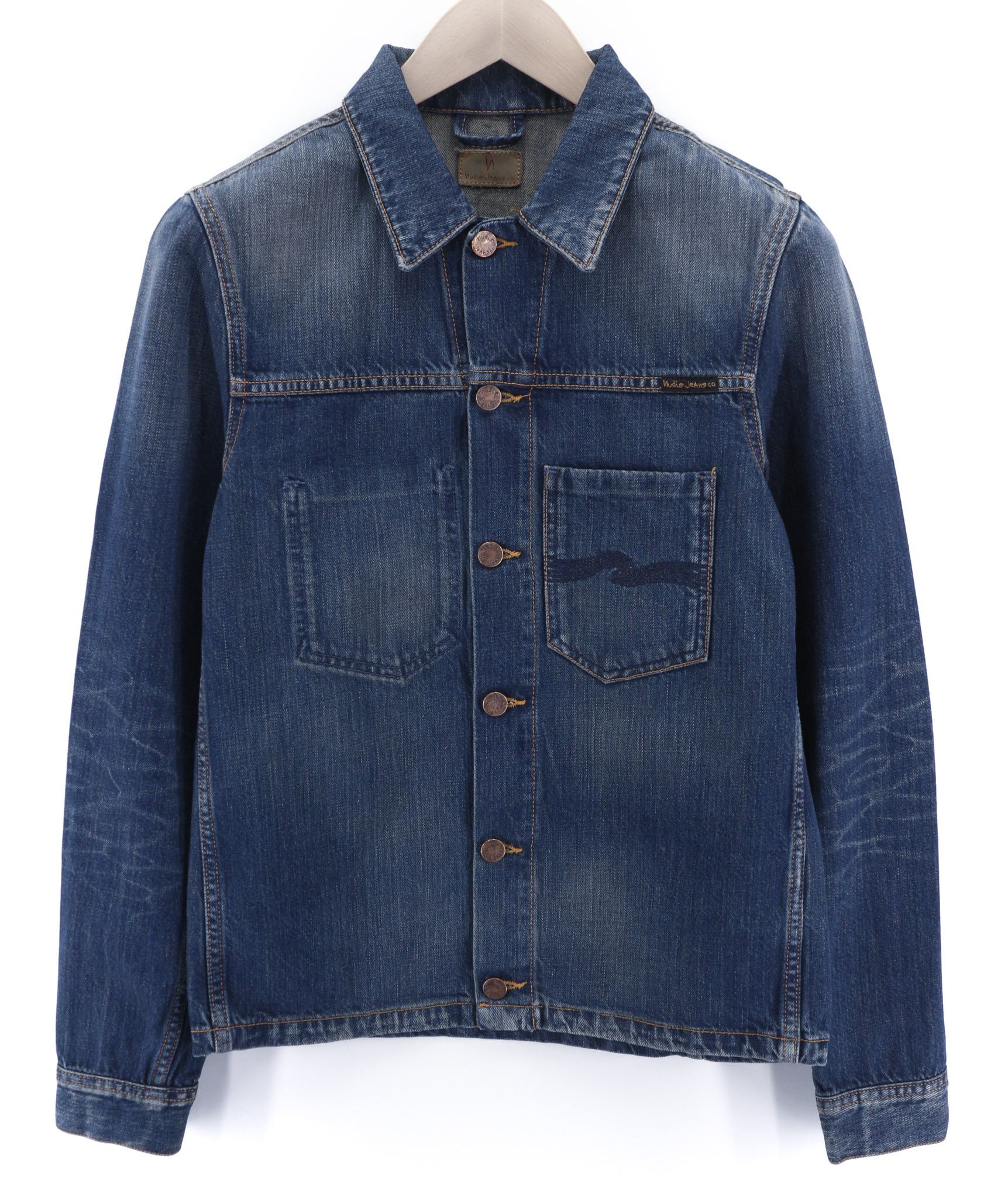 Nudie Jeans RONNY WORN AUTHENTIC XS Denim Polo Jacket 80360 Size US XS / EU 42 / 0 - 1 Thumbnail