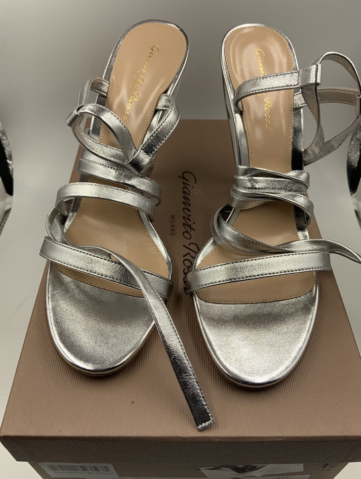Gianvito Rossi Palace Napa Silk Silver. Size US 10 / IT 40 - 1 Thumbnail