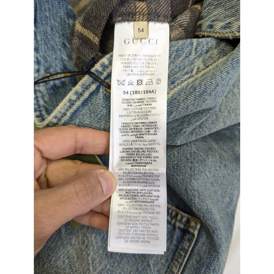 Gucci o1rshd1 Organic Denim Check Jacket in Light Blue/Mix Size US L / EU 52-54 / 3 - 15 Thumbnail