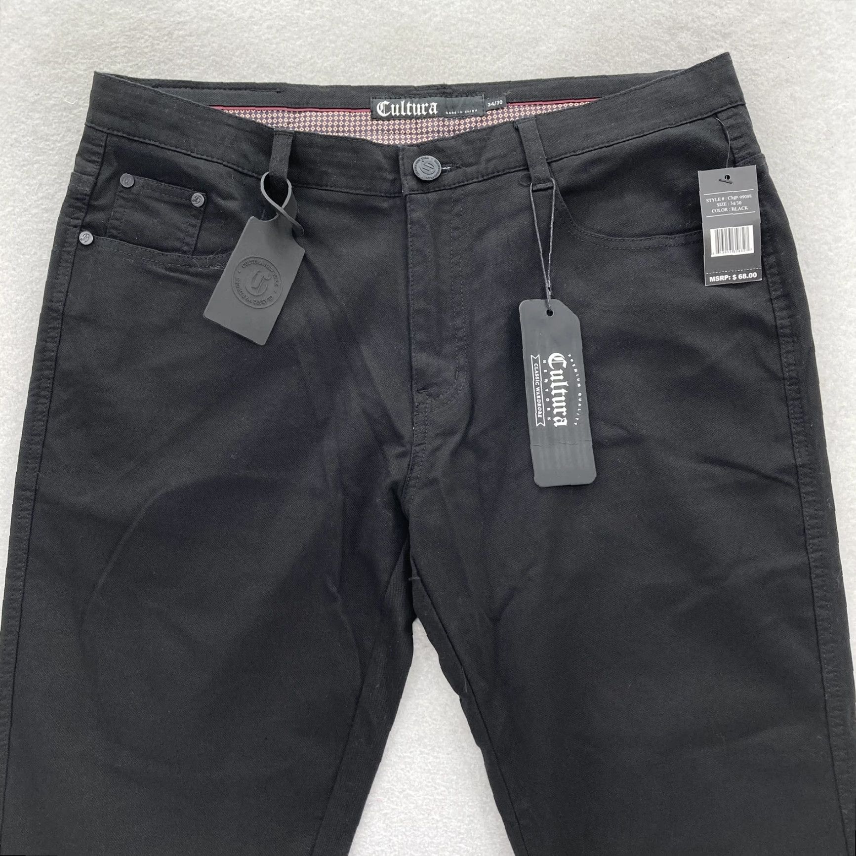 Vintage Cultura Pants Mens 34x30 Black Classic Stretch Premium Modern Casual 5-Pocket Size US 34 / EU 50 - 2 Thumbnail