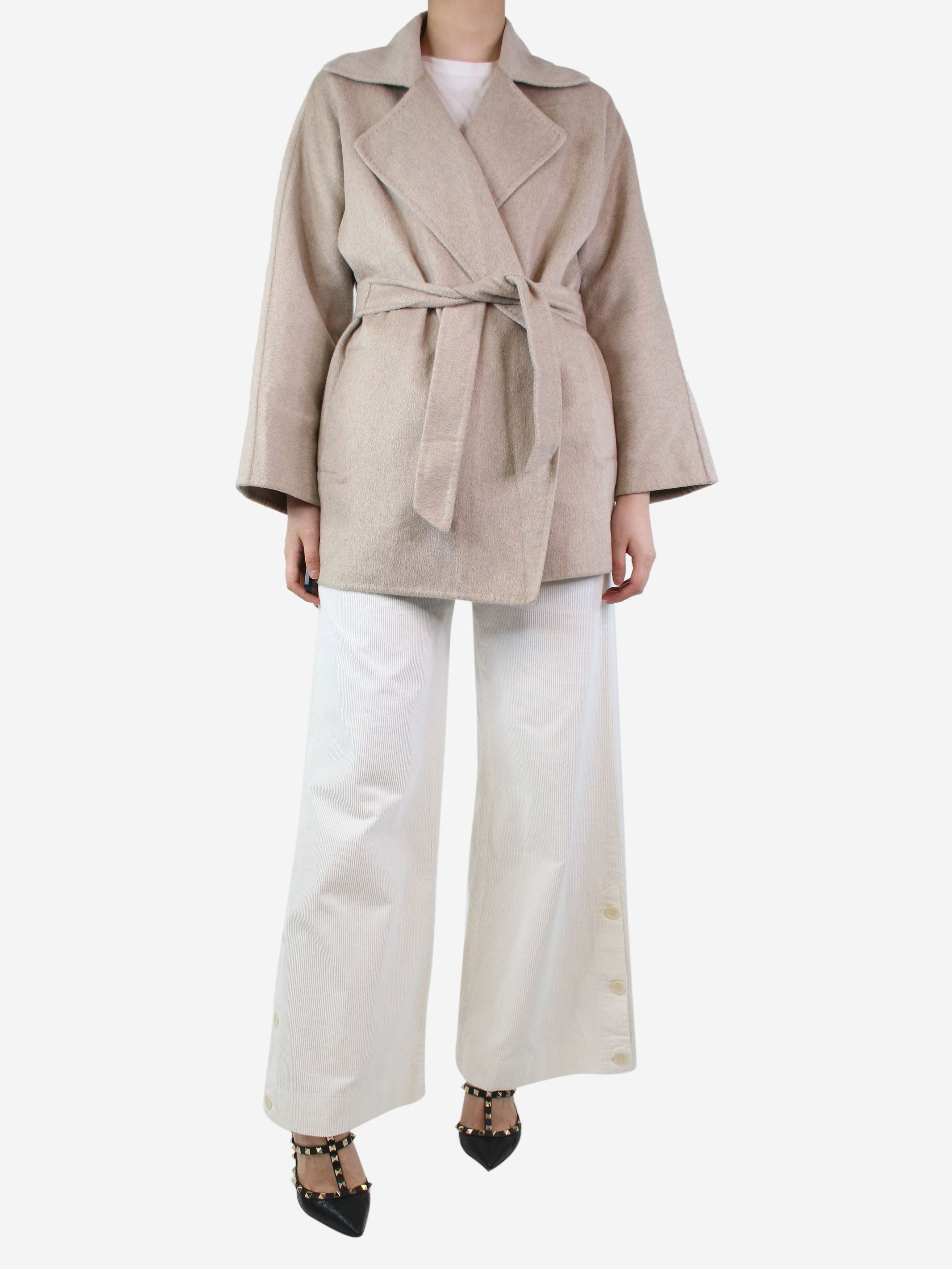 image of Max Mara Beige Cashmere Coat - Size Uk 8, Women's