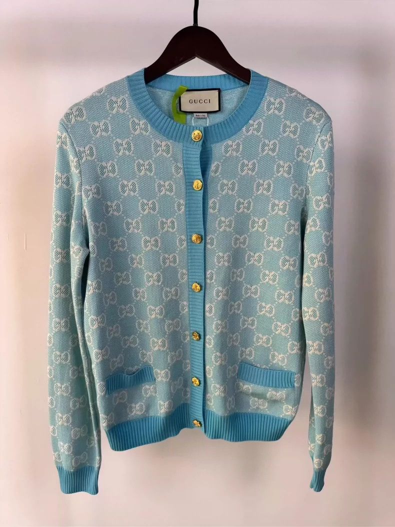 Gucci Gucci Full print blue knitted cardigan sweater 2501-Nextarr Size US XL / EU 56 / 4 - 1 Thumbnail