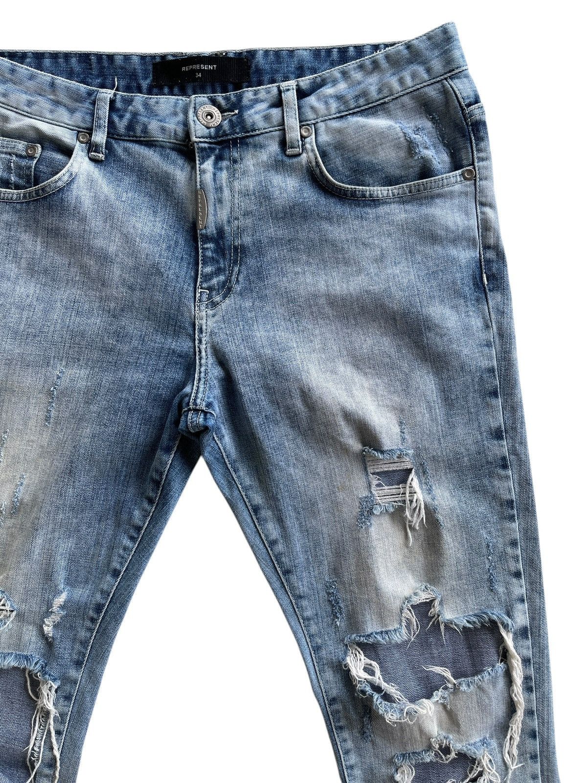 Represent Clo. Represent Acid Blue Distressed Knee Jeans Size US 33 - 5 Thumbnail