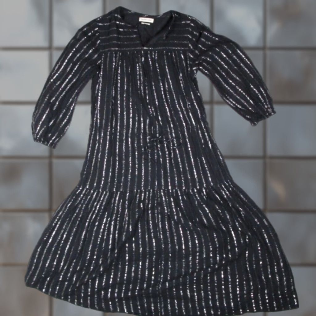 Isabel Marant Isabel Morant Etoile Dress Women 36 Black A Line 3/4 Sleeve Metallic Stripes Size XS / US 0-2 / IT 36-38 - 1 Thumbnail
