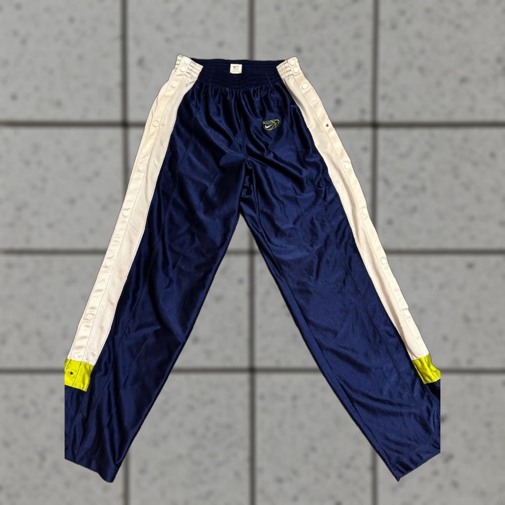 Nike VINTAGE Nike Track Pants Unisex Adults XL Navy Blue White Stripe 90s Break Away Elastic Waist Regular Size US 36 / EU 52 - 1 Thumbnail