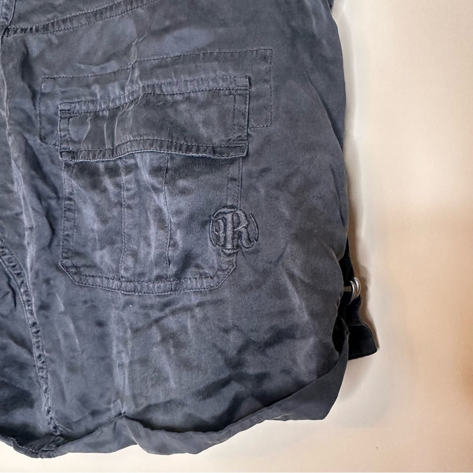 Other Rich & Skinny Y2K Low Rise 100% Silk Cargo Shorts Black 26 Size 26" / US 2 / IT 38 - 6 Thumbnail