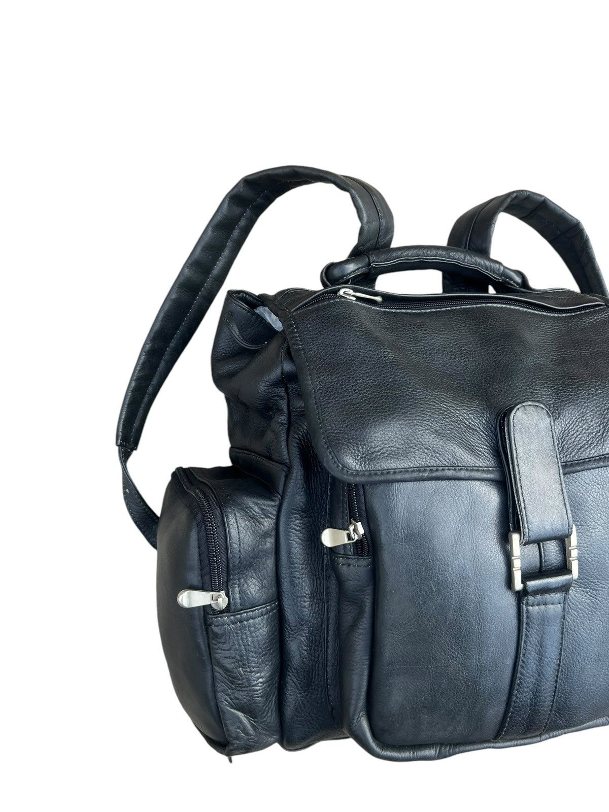 Leather Vintage PIEL Hand Made All Leather Black Backpack Bag Size ONE SIZE - 8 Thumbnail