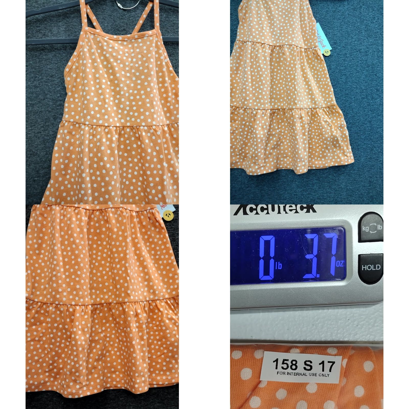 Vintage Cat & Jack Girls Mini Dress XS Melon Dot Fit & Flare Sleeveless Size XS / US 0-2 / IT 36-38 - 8 Thumbnail
