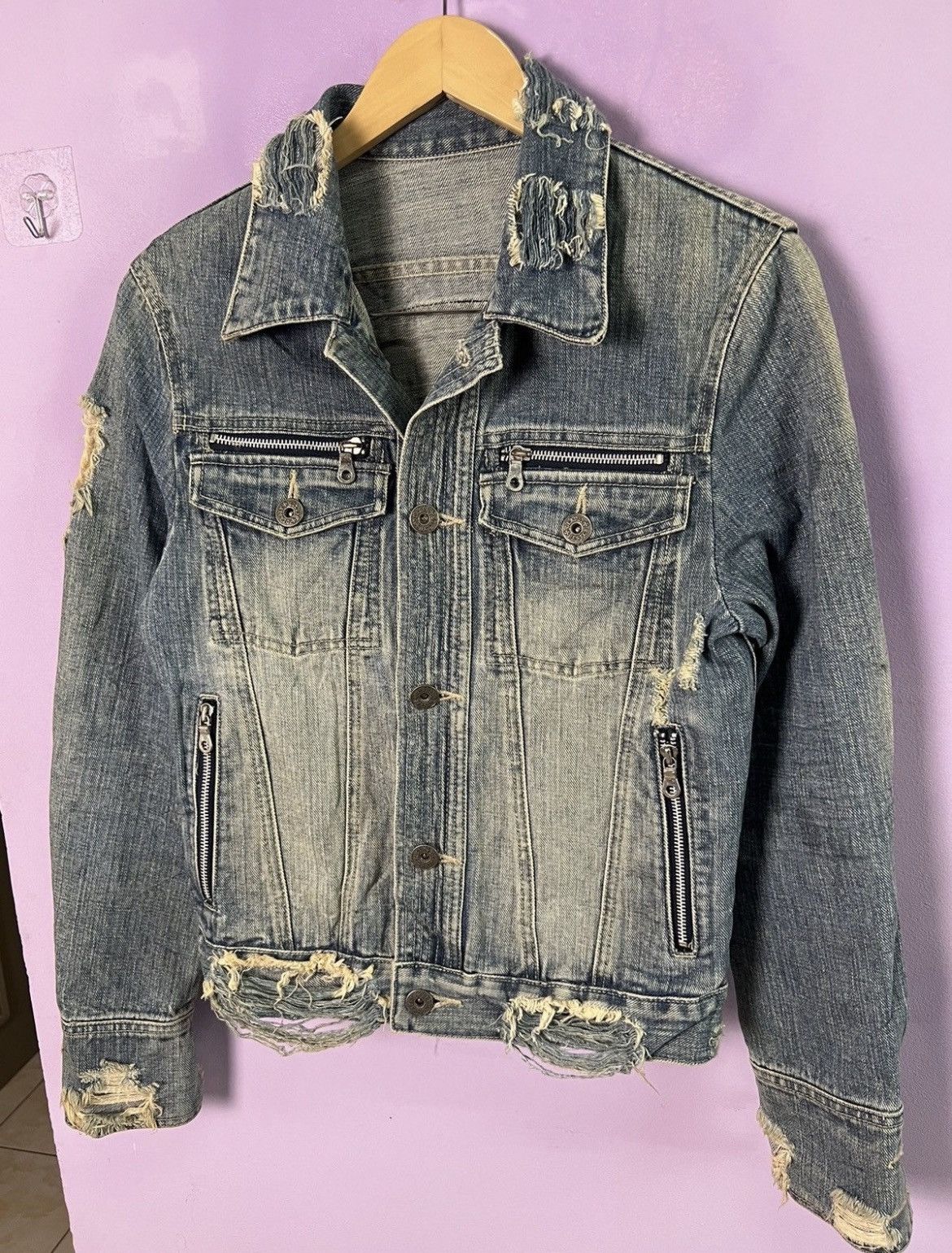If Six Was Nine 🔥Rare Deadly Jester Distressed Denim Jacket Size US XS / EU 42 / 0 - 7 Thumbnail