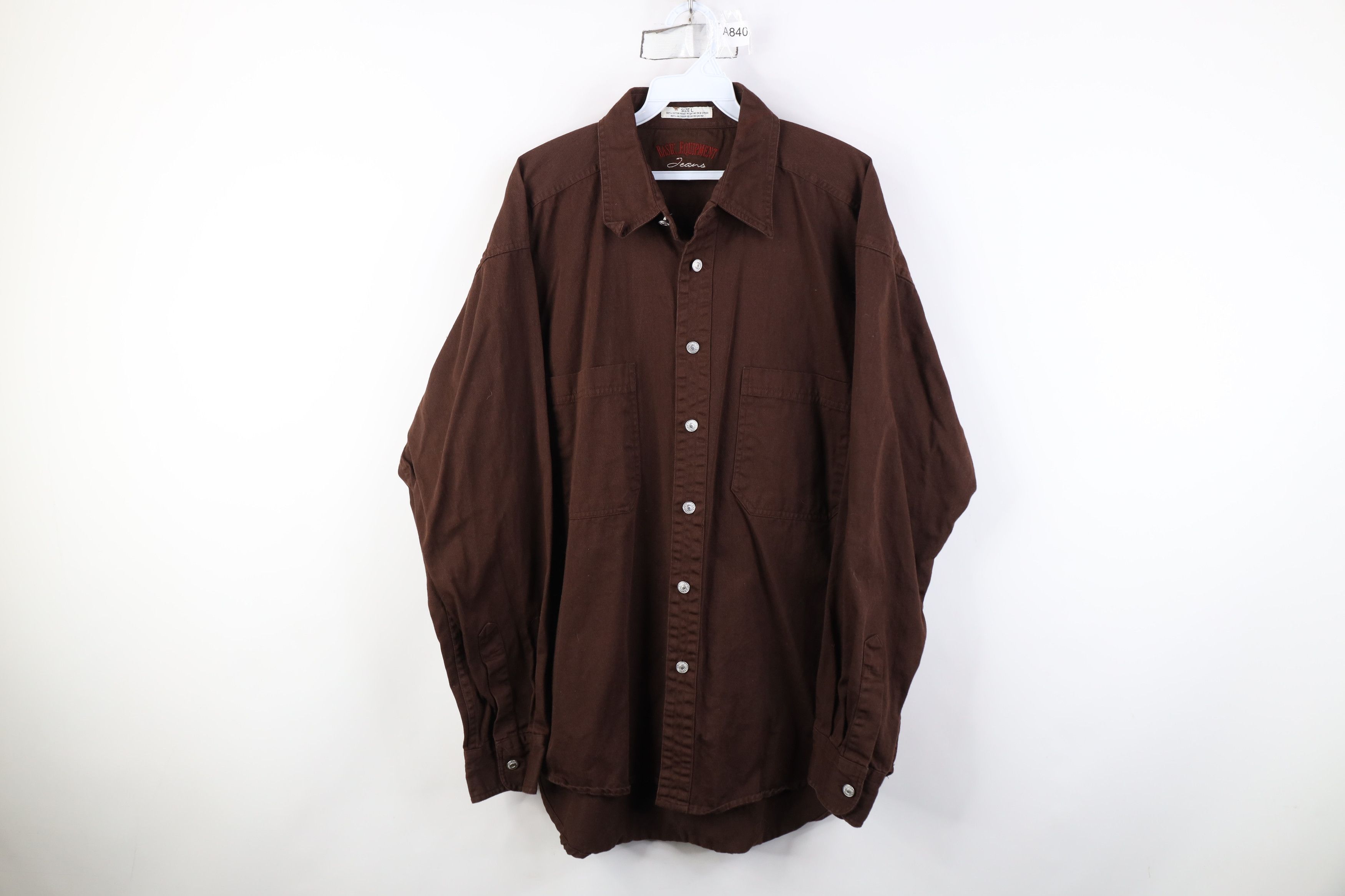 Vintage Vintage 90s Streetwear Twill Big Pocket Button Shirt Brown Size US L / EU 52-54 / 3 - 1 Thumbnail
