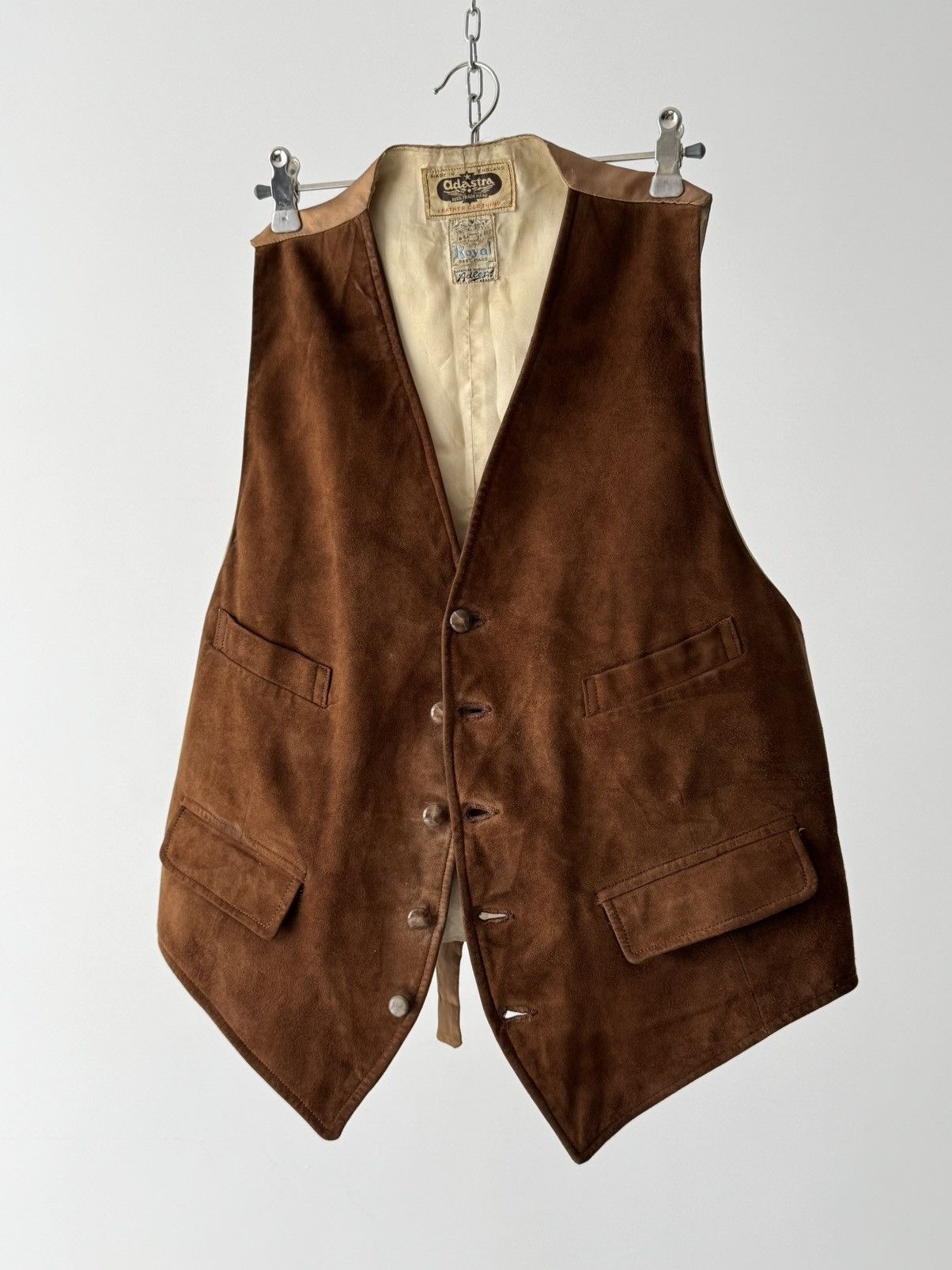 Japanese Brand × Vintage 1940s WW2 Era England ‘Adastra’ Airman Work Leather Gilet Size US M / EU 48-50 / 2 - 2 Thumbnail