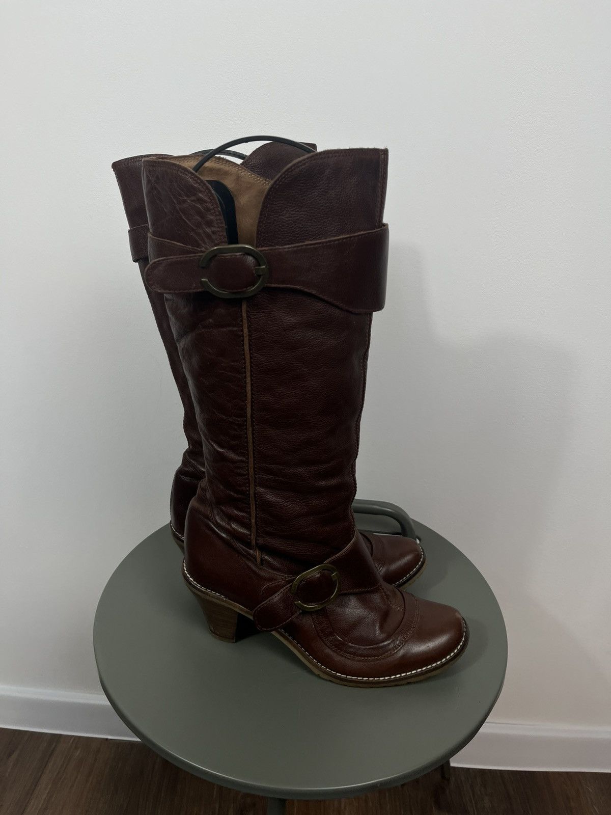 Other Women’s Brown Leather Knee High Boots Buckle Heel EU 40 Size US 9 / IT 39 - 11 Thumbnail