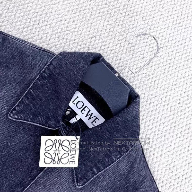 Loewe Loewe Washed black leather label short denim jacket Size XS / US 0-2 / IT 36-38 - 3 Thumbnail