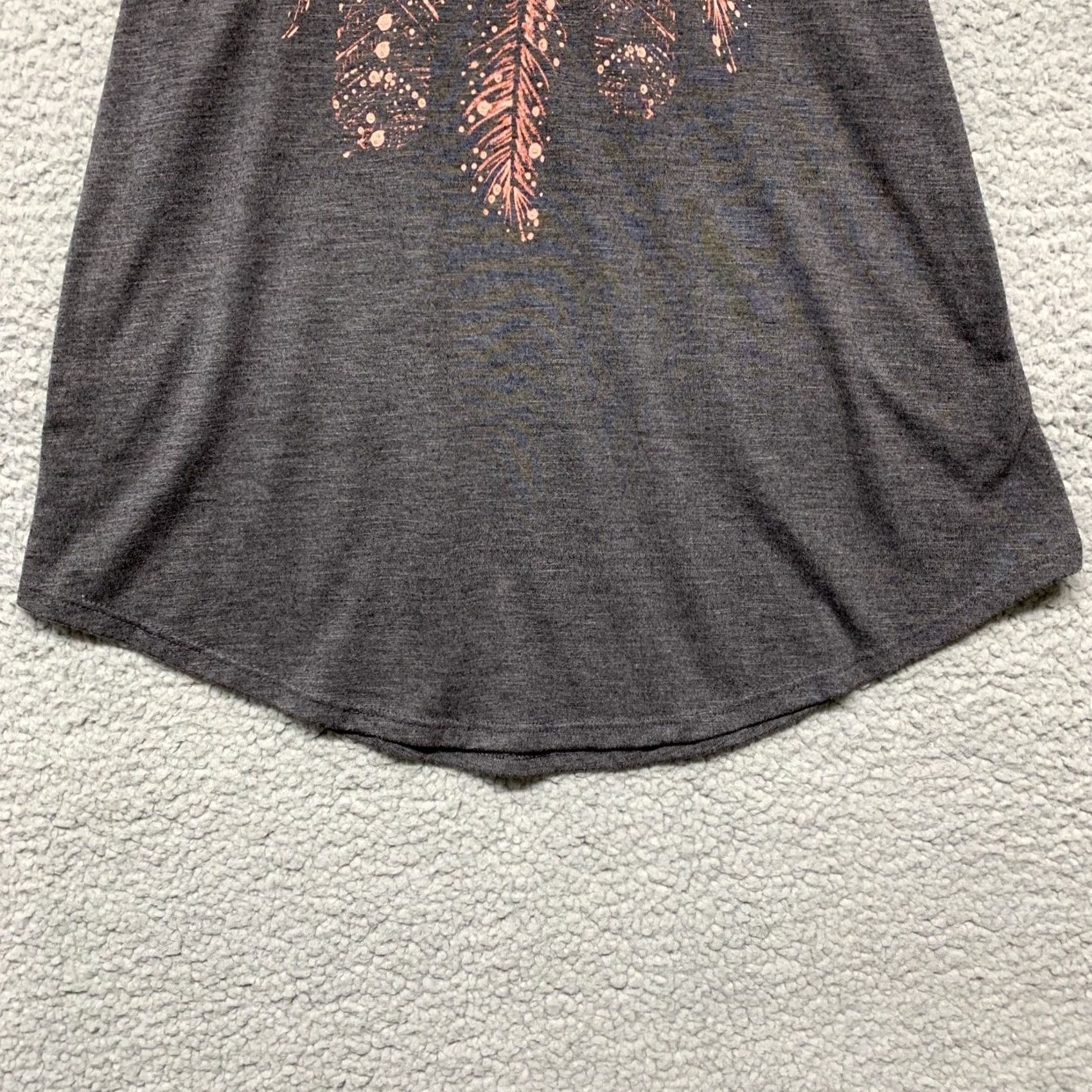 Pinko Mudd Womens Tank Top Gray Pink Feather Graphics Size XXS Tank Womens XS-2XS Size XXS / US 00 / IT 34 - 3 Thumbnail