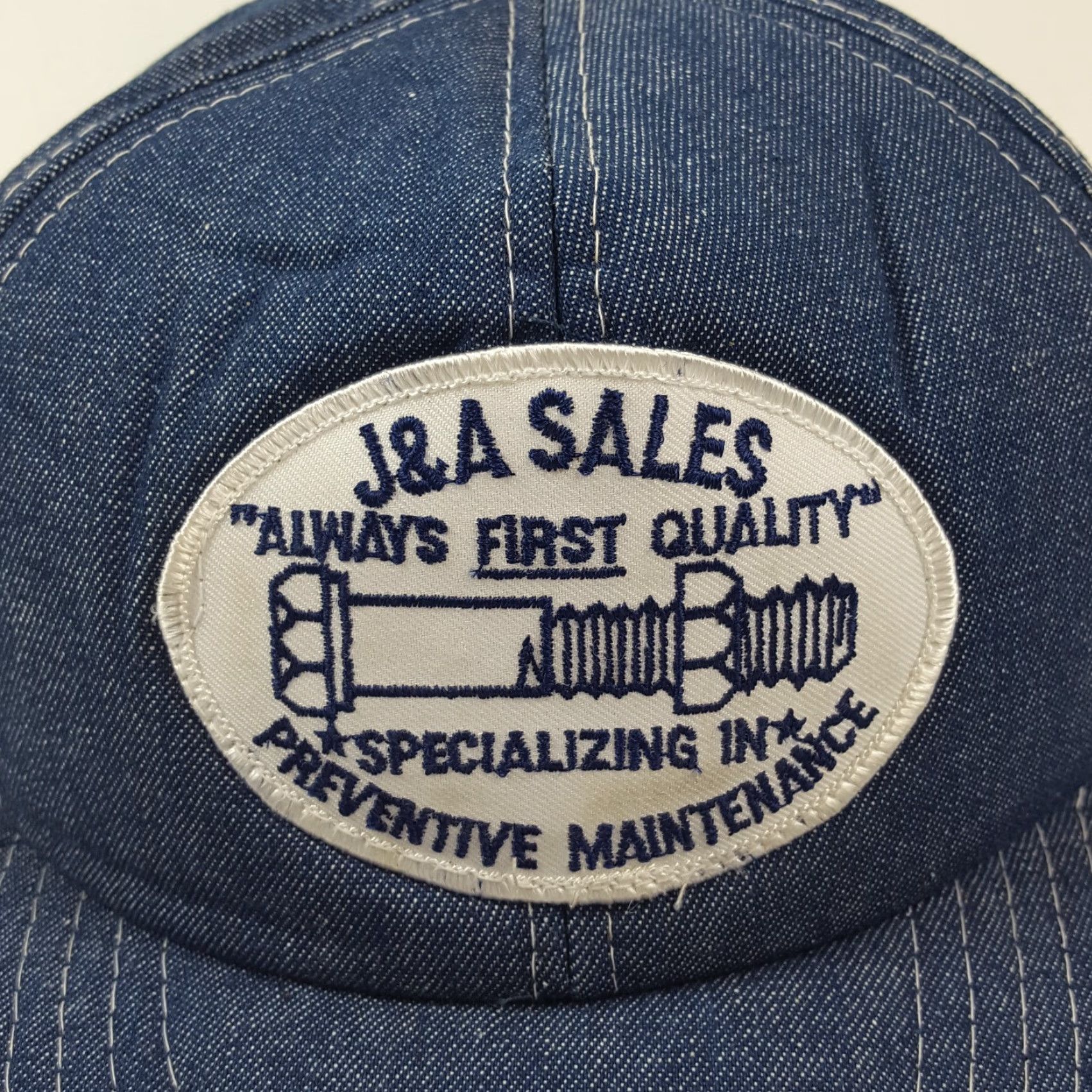 Denime VINTAGE Cardinal Denim Patch Trucker Hat One Size Blue Adult Men Adjustable/Cap 80s 90s Retro Workwear USA Grunge N/A Size ONE SIZE - 2 Thumbnail