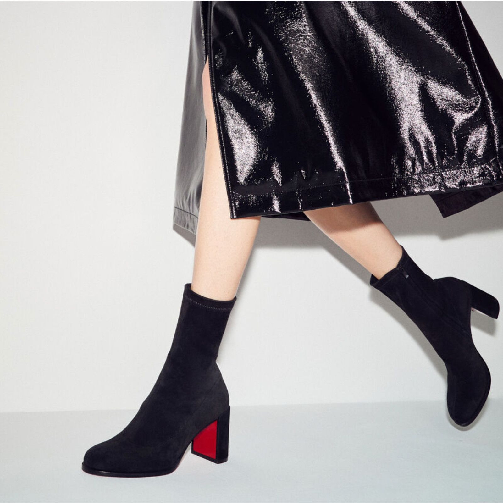 Christian Louboutin Christian Louboutin Stretchadoxa 70 Black Suede Block Heel Size US 7 / IT 37 - 3 Thumbnail