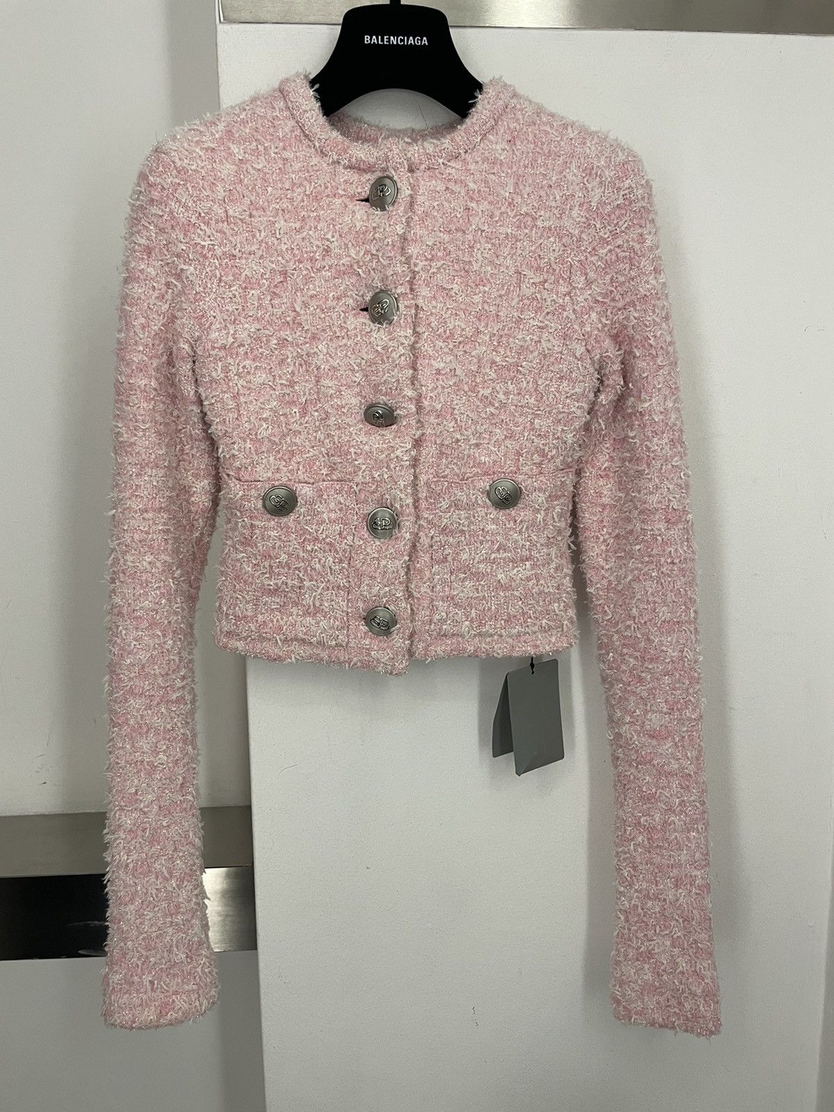 Balenciaga Cropped tweed cardigan Size M / US 6-8 / IT 42-44 - 1 Thumbnail