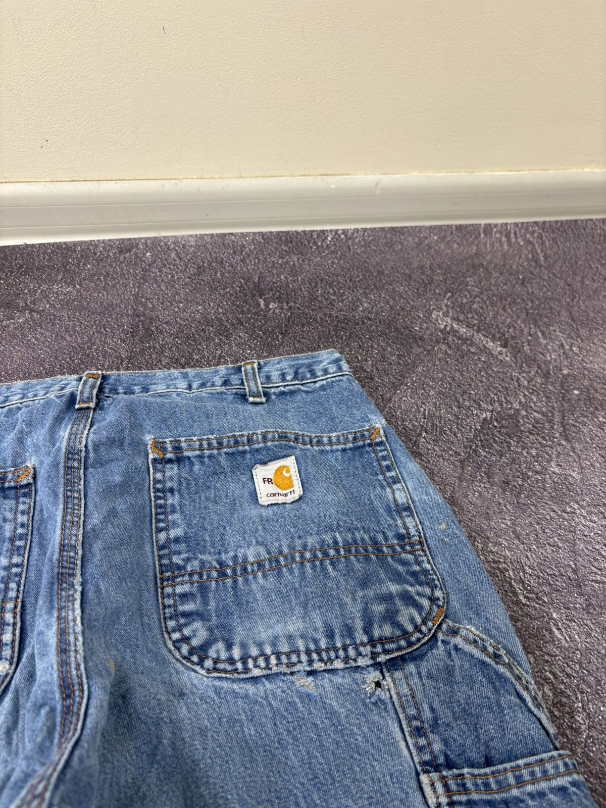 Carhartt Vintage Carhartt Flame Resistant Work Blue Denim Baggy Jeans Size US 33 - 7 Thumbnail