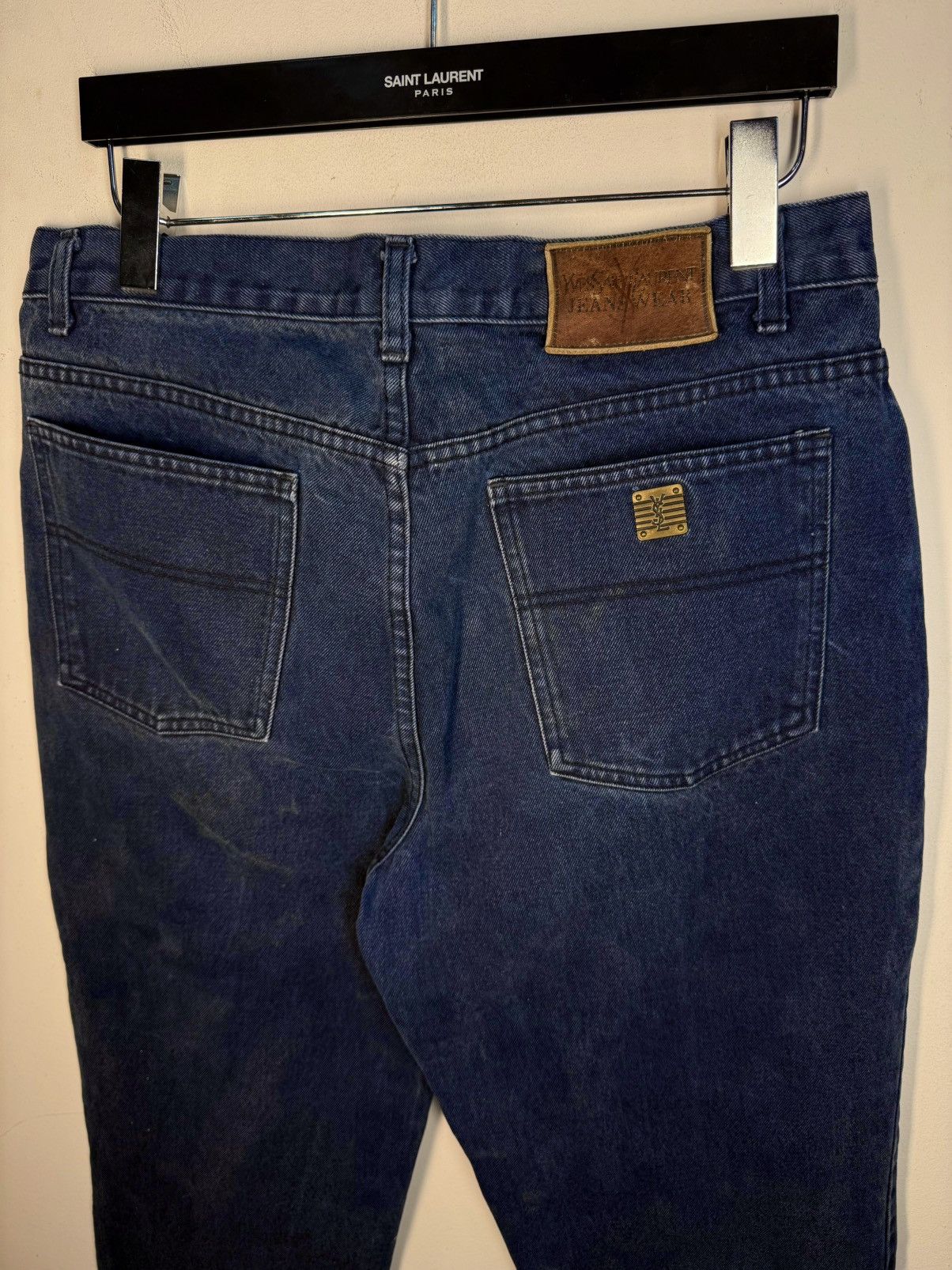 Yves Saint Laurent 90s 34x34 Vintage YSL Jeans Denim Pants Metal Logo Selvedge Size US 34 / EU 50 - 15 Thumbnail