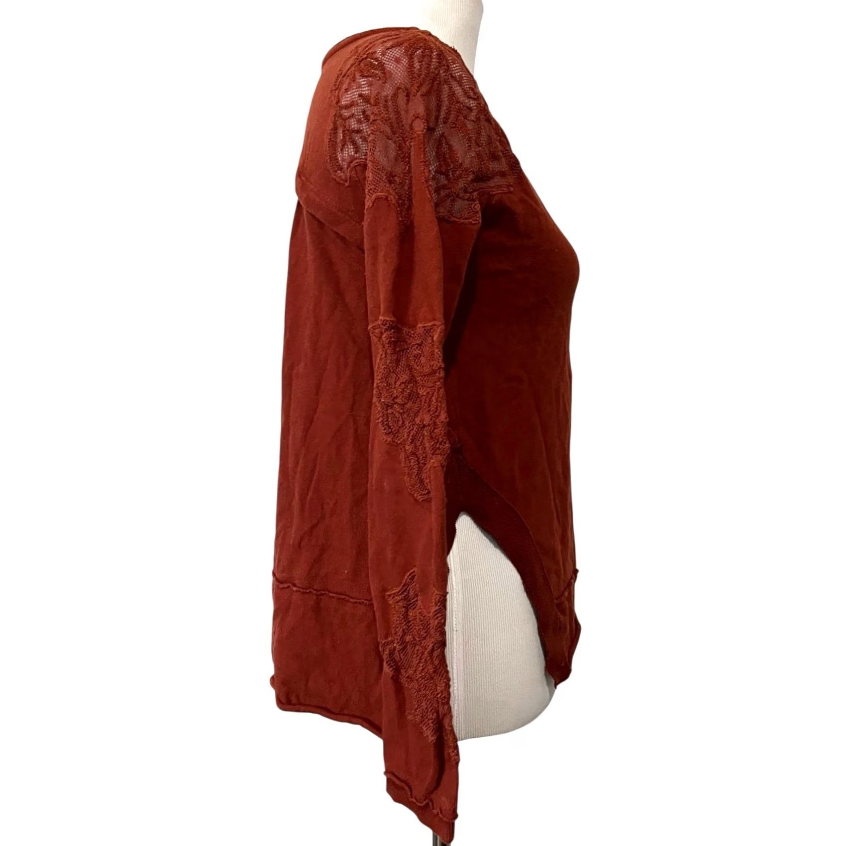 Free People Free People Outer Sunset Grandpa Jersey Long Sleeve Lace Cut Out Womens XS Shirt Xs Orange Womens Size XS / US 0-2 / IT 36-38 - 5 Thumbnail