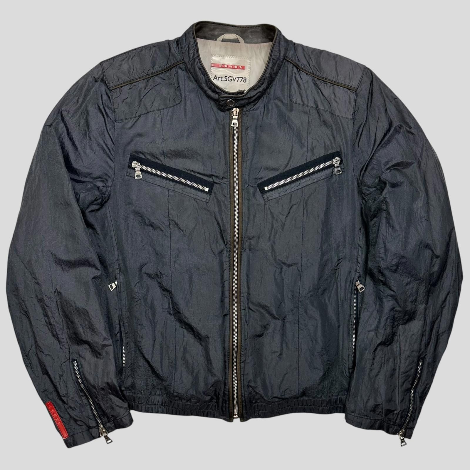 Prada Prada Sport 00’s Metal Nylon + Leather Moto Biker Jacket - M Size US M / EU 48-50 / 2 - 1 Thumbnail