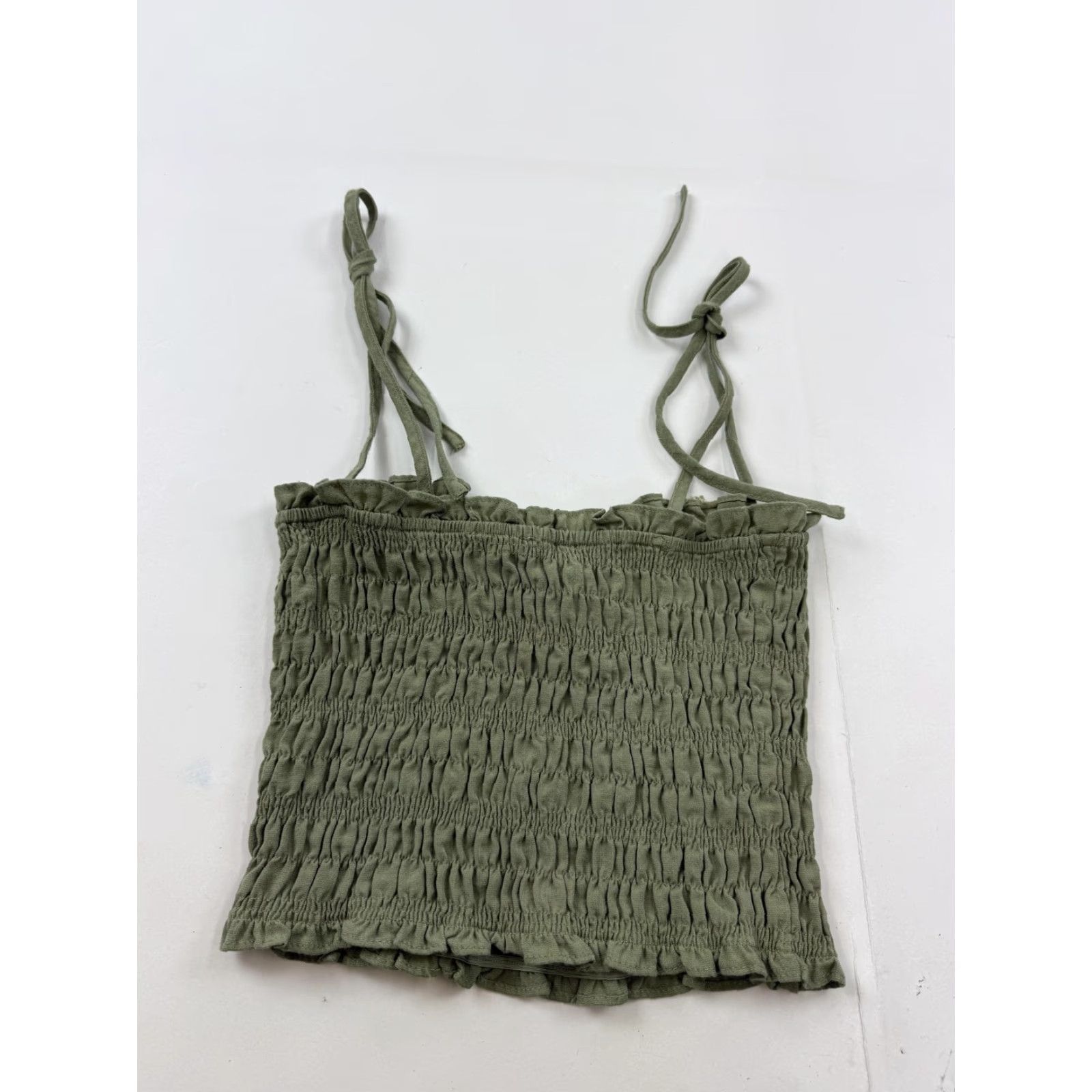 Vintage Blu Pepper Tank Womens Medium Green Smocked Tie Strap Square Neck Cami Size M / US 6-8 / IT 42-44 - 4 Thumbnail