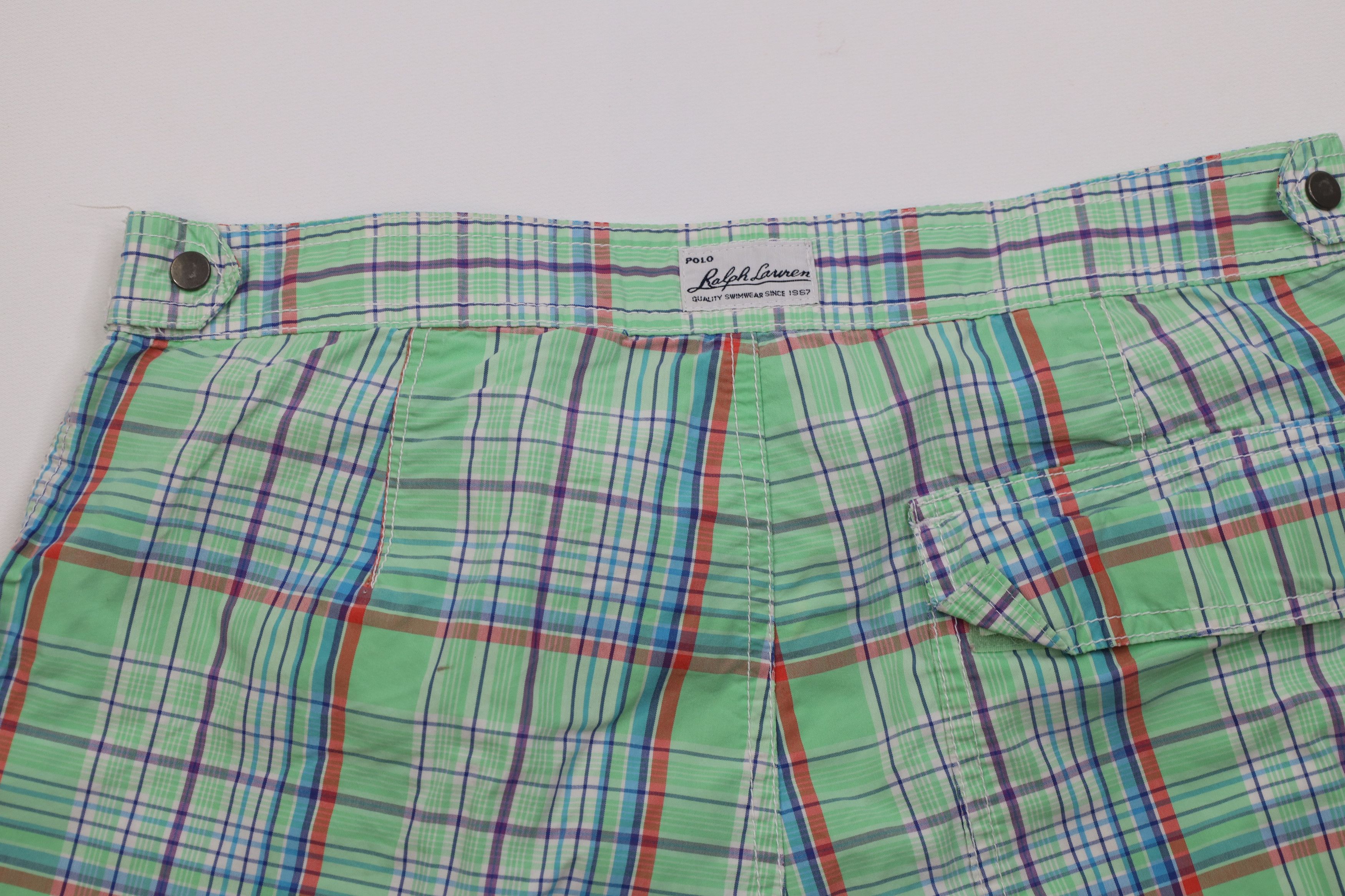 Ralph Lauren Vintage 90s Ralph Lauren Plaid Cargo Shorts Swim Trunks Size US 32 / EU 48 - 9 Thumbnail