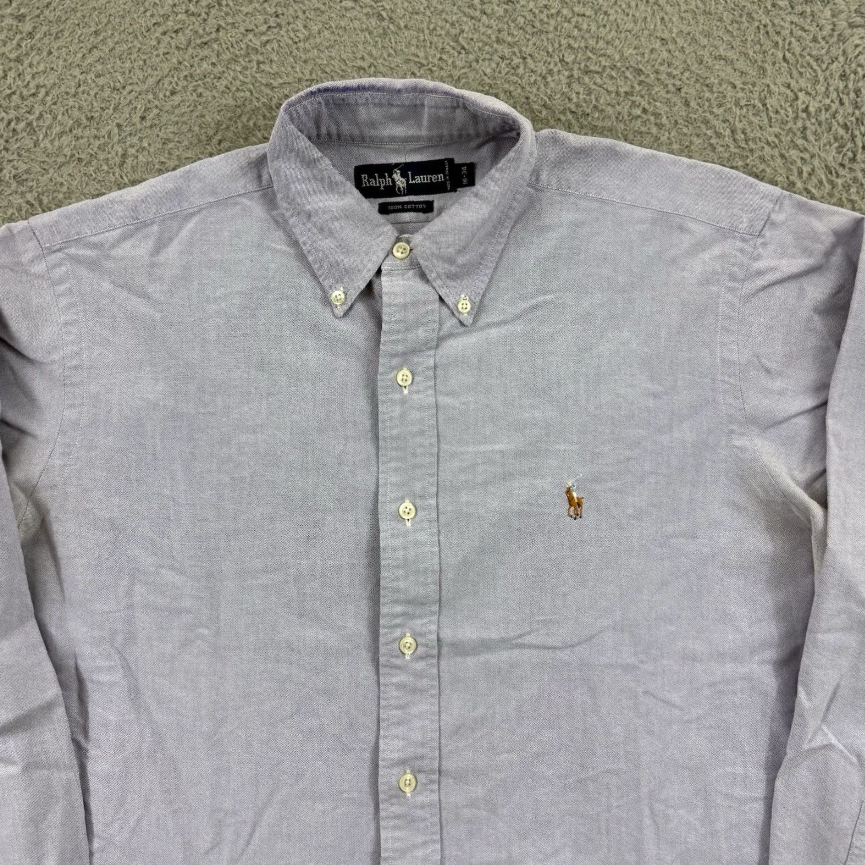 Polo Ralph Lauren VINTAGE Polo Ralph Lauren Shirt Mens Large Purple Button Long Sleeve Preppy Pony Size US L / EU 52-54 / 3 - 3 Thumbnail