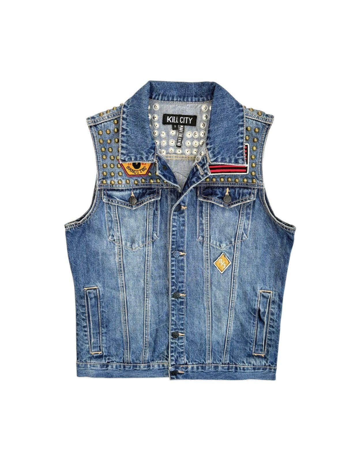 Kill City Kill City Denim Studded Trucker Vest Punk Grunge Biker style Size US S / EU 44-46 / 1 - 1 Thumbnail