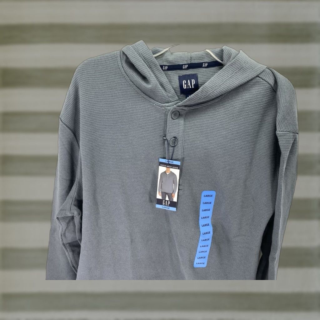 Gap VINTAGE Gap Waffle Henley Hoodie Shirt Men Large Gray Long Sleeve Pullover NWT Size US L / EU 52-54 / 3 - 1 Thumbnail