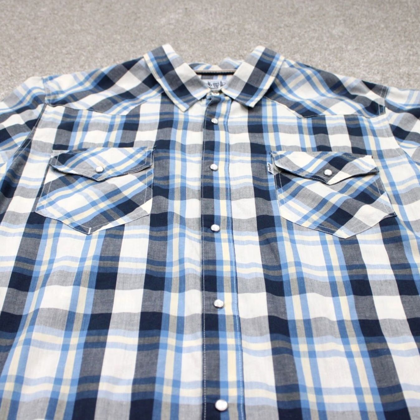 Levi's Levi's Pearl Snap Shirt Mens XL Blue/White/Yellow Plaid Western L/S Cowboy Size US XL / EU 56 / 4 - 4 Thumbnail