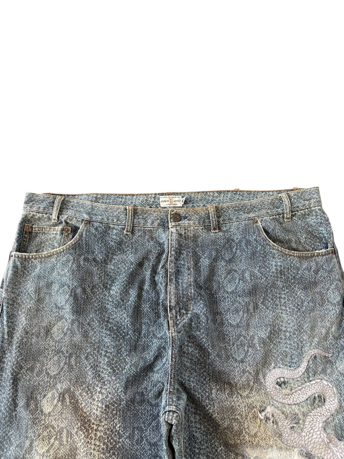 JNCO Vintage Japanese Karakuri Dragon Skin Embroidery Jeans Size US 44 / EU 60 - 4 Thumbnail