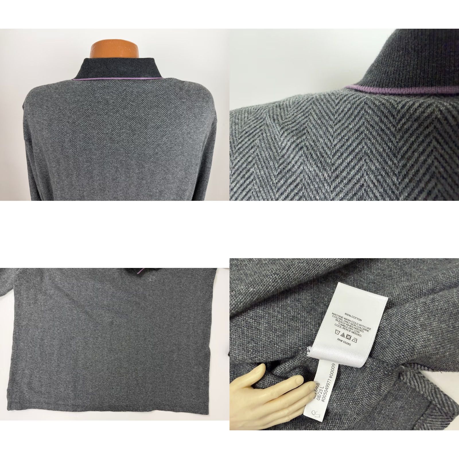Express Express Polo Shirt Men L Herringbone Knit Cotton New Size US L / EU 52-54 / 3 - 8 Thumbnail