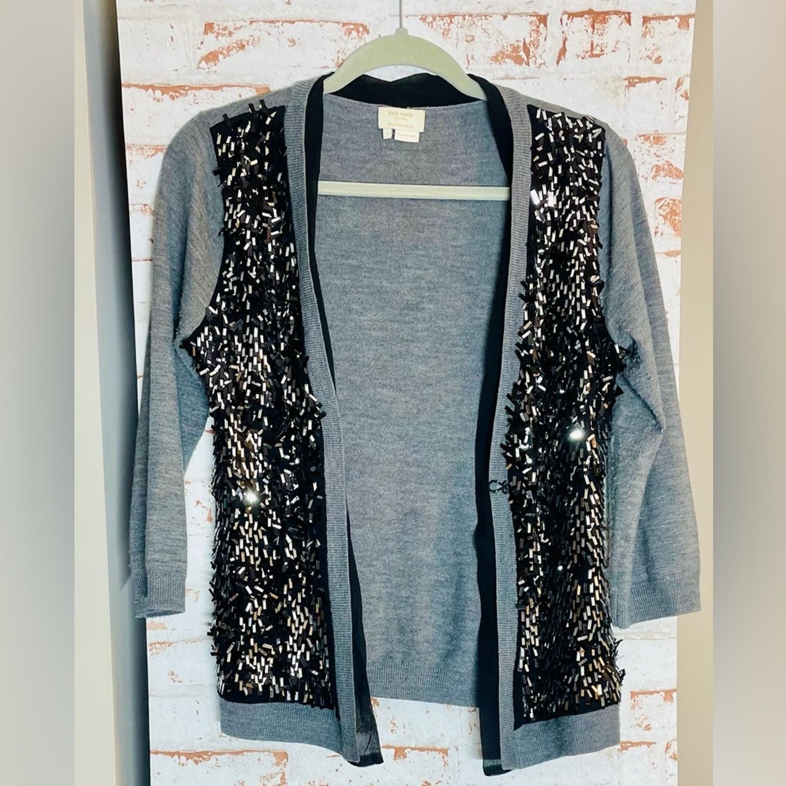 Kate Spade Kate Spade Gray and Black Sequin Cardigan Size S / US 4 / IT 40 - 3 Thumbnail