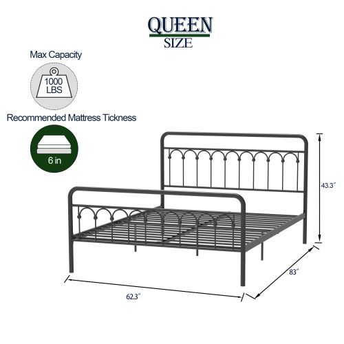 Designer × Homemade Tara Metal Bed Queen, Black Size US L / EU 52-54 / 3 - 4 Thumbnail