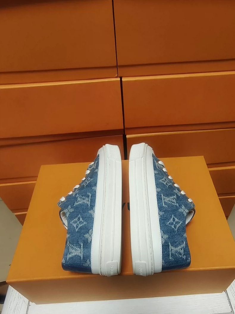 Louis Vuitton LV Denim Blue Lace-Up Sneakers for Women-2507 Size US 5 / IT 35 - 6 Thumbnail