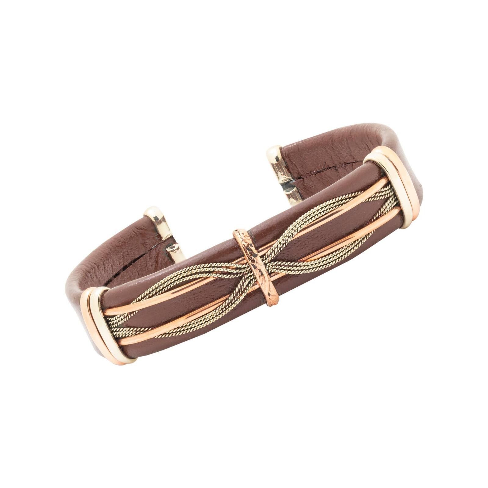 Other Men's Unique Leather Bracelet, Brown Leather Size ONE SIZE - 3 Thumbnail