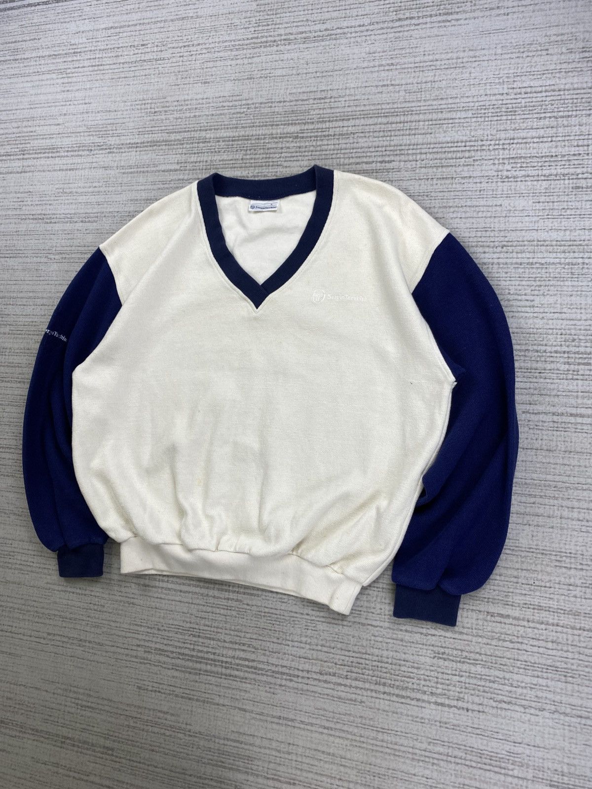 Sergio Tacchini Vintage 90s Sergio Tacchine V-Neck Longsleeve Sweatshirt Size US L / EU 52-54 / 3 - 4 Thumbnail