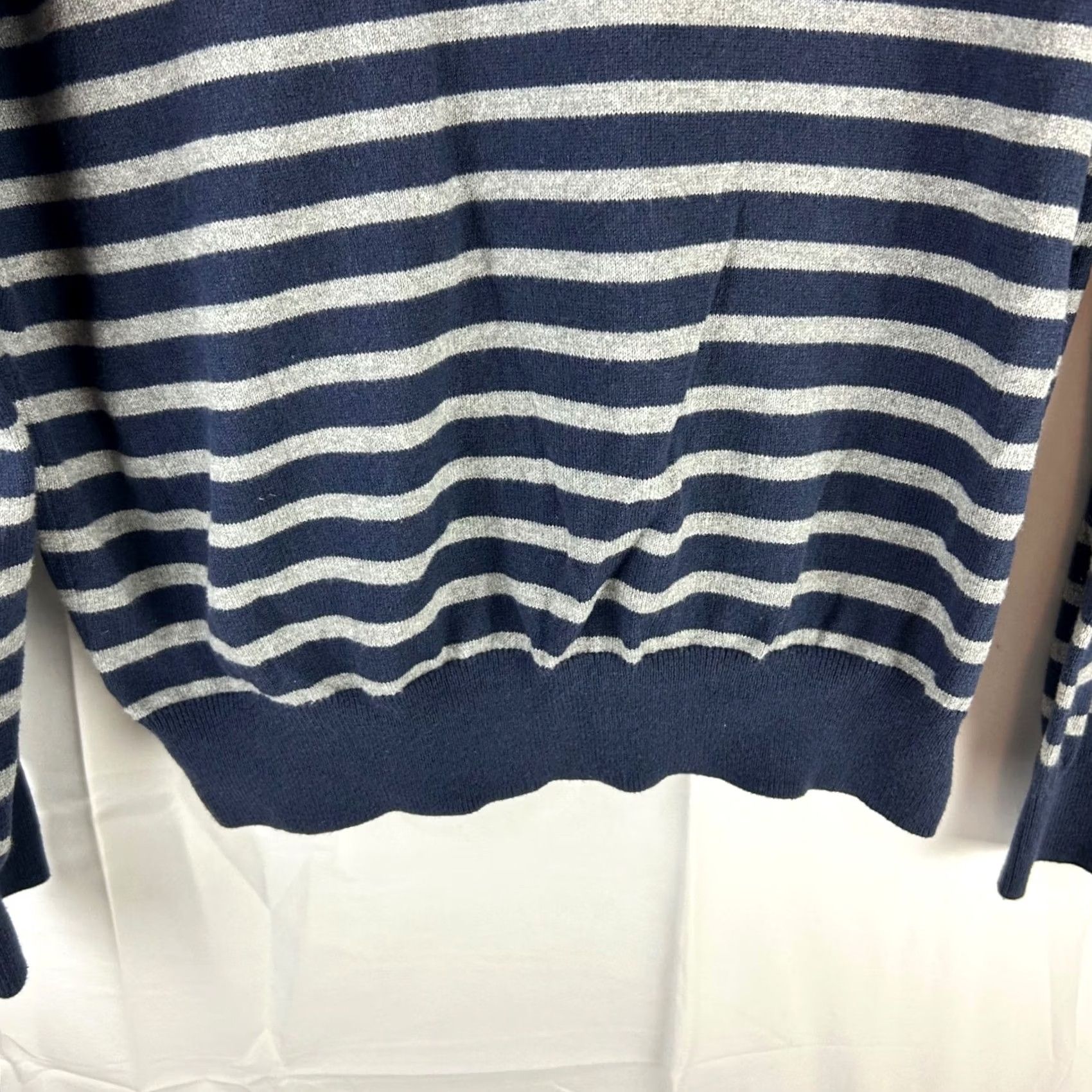 J.Crew J. Crew Mens Striped Crewneck Sweater Cotton Cashmere Navy Grey Size L Size US L / EU 52-54 / 3 - 5 Thumbnail