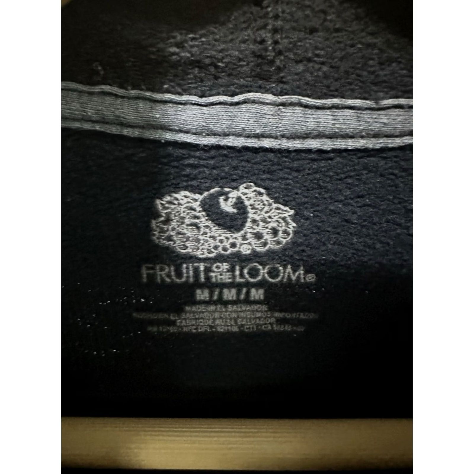 Fruit Of The Loom Fruit of the Loom Hoodie Mens M Black Pullover Distressed WIP Grunge Workwear VTG Gradient Sun Faded Worn Thrashed Sweatshirt Size US M / EU 48-50 / 2 - 4 Thumbnail