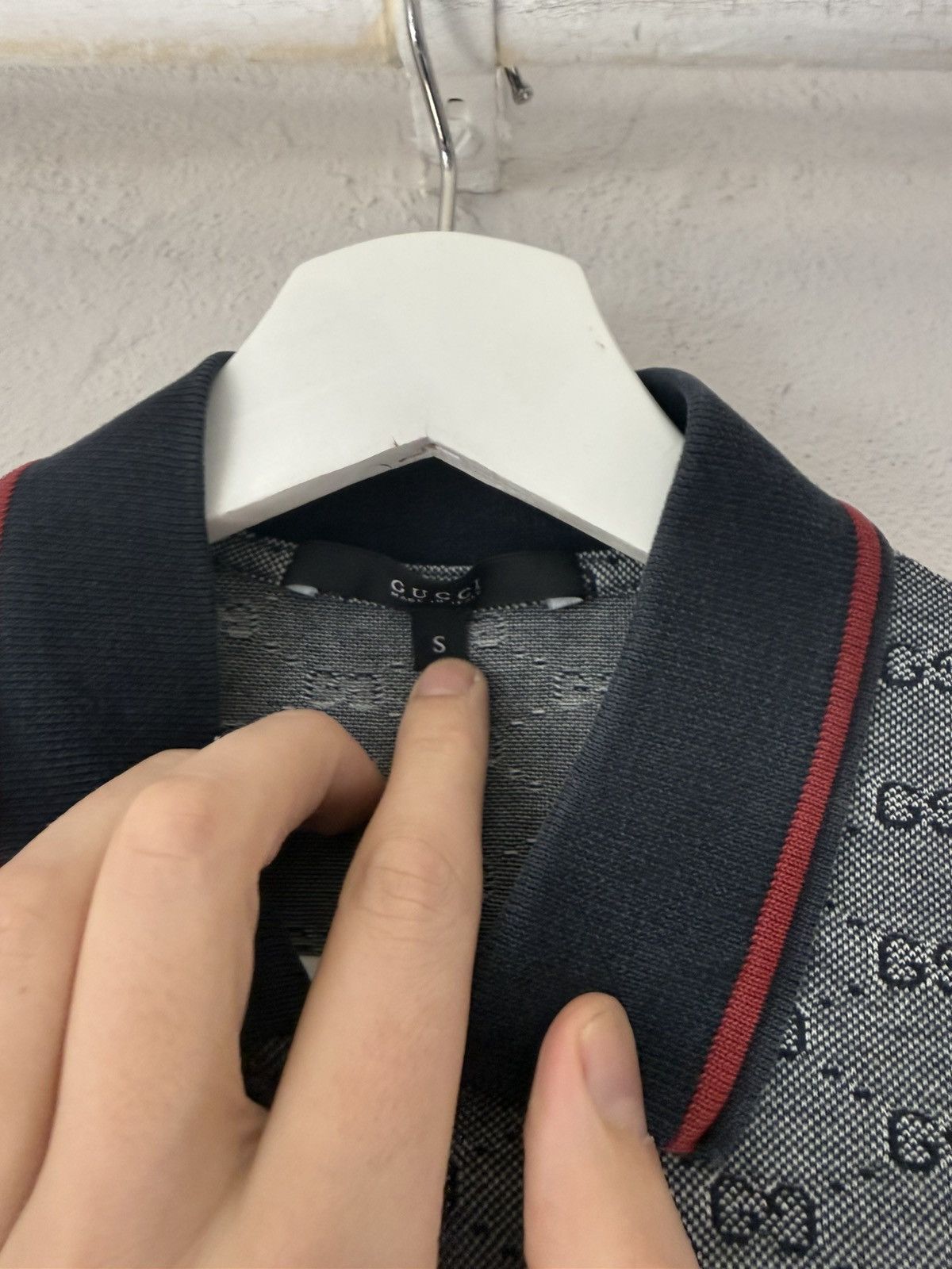 Gucci Monogram Cotton Polo with Navy Tipped Collar Size US S / EU 44-46 / 1 - 4 Thumbnail