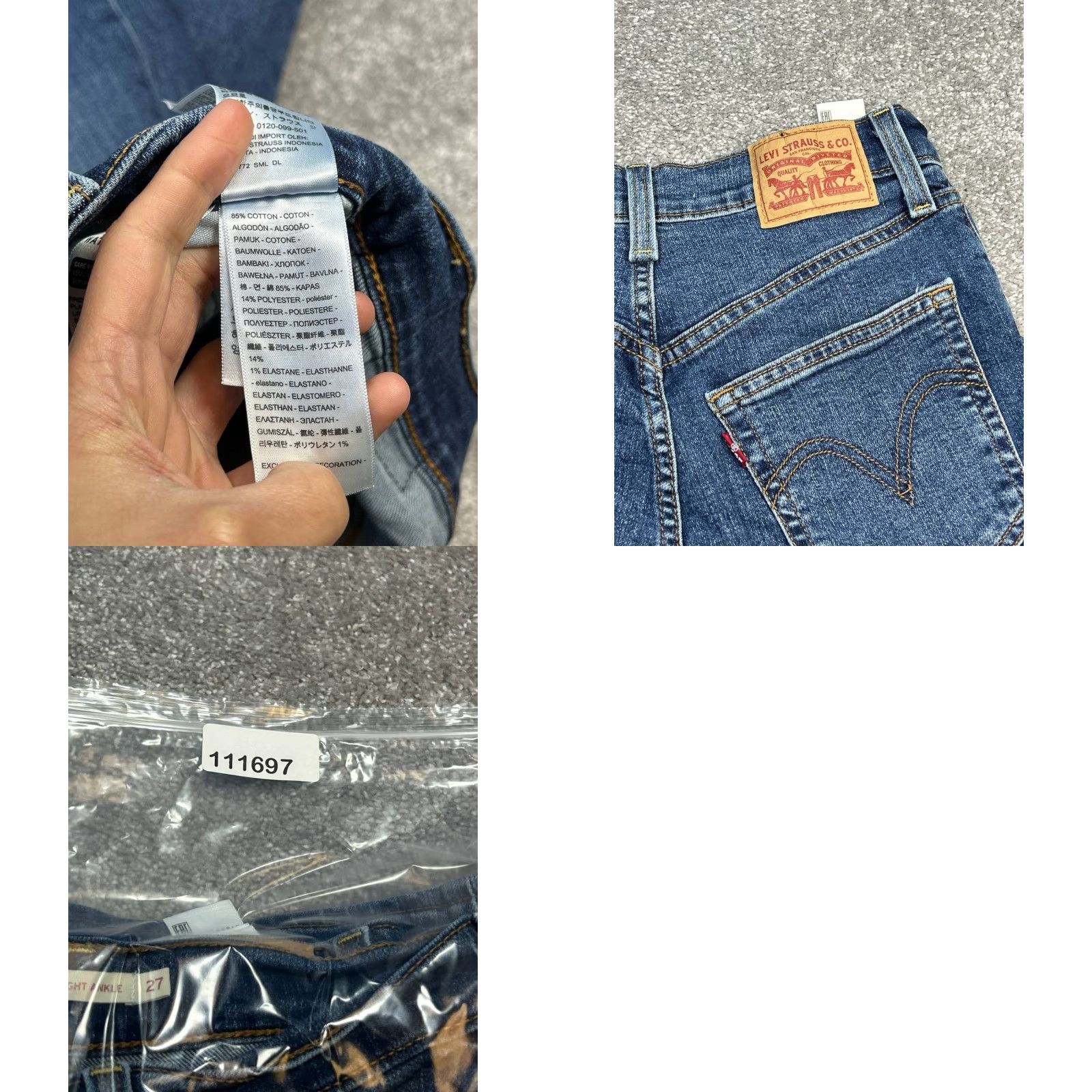 Levi's Levis Ribcage Straight Ankle Jeans Womens 27 Blue Denim Cotton High Rise 26x26 Jeans City Preppy Womens Size 27" / US 4 / IT 40 - 8 Thumbnail
