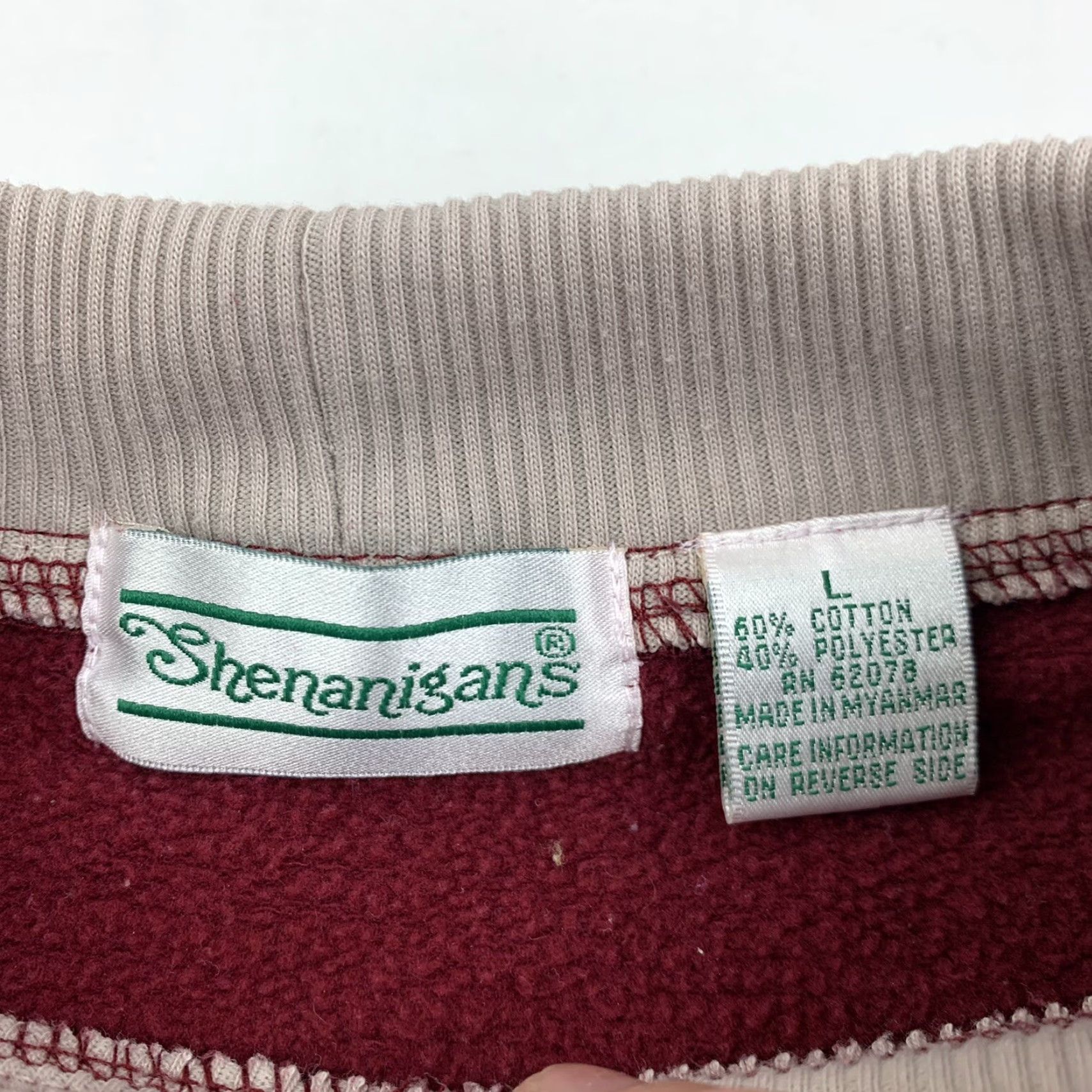 Asket VINTAGE Shenanigans Sweatshirt Womens Large Red Flower Basket Pullover 90s USA Size L / US 10 / IT 46 - 3 Thumbnail